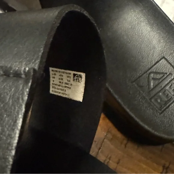 New! Reef Black Slide Platform Sandals - Picture 5 of 7